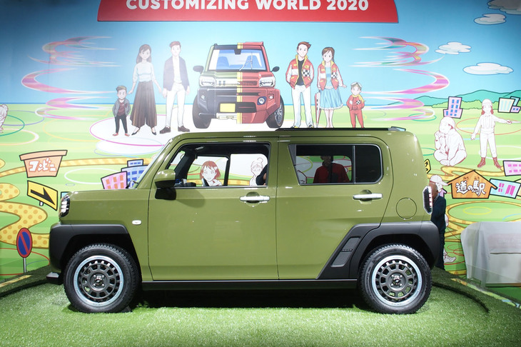 「タフト コンセプト」のサイドビュー。軽自動車ゆえにさまざまな制限があるとはいえ、「ハスラー」とほぼ相似形だ。