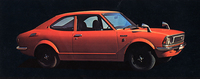 1972年3月に発売されたTE27こと初代「カローラ・レビン1600」。ボディカラーはこの「モンテローザオレンジ」と「インディアナポリスオリーブ」と呼ばれるダークグリーンの2色のみだった。