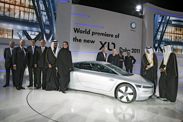 「フォーミュラXL1」が披露された、カタールショーのフォルクスワーゲンブース。