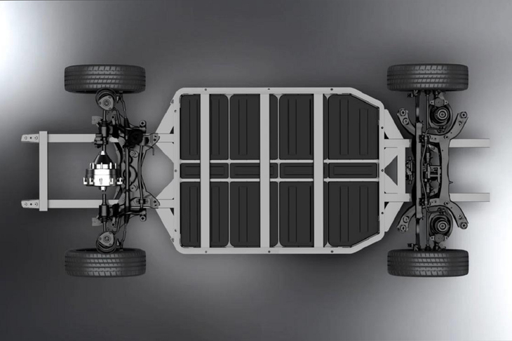 マツダが2025年ごろに導入する予定の、EV専用プラットフォーム「SKYACTIV EV専用スケーラブルアーキテクチャー」のイメージ。（資料：マツダ）