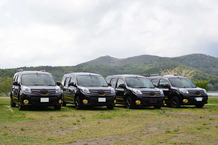 「カングー」としては異色のスポーティー仕様であった2017年発売の特別仕様車「フォーミュラ エディション」。全国で30台の限定販売だったが、そのうちの4台が会場の一角に集結していた。ちなみに同車はアグレッシブなルックスに仕立てられてはいるものの、メカニズム系のチューニングは施されていない。