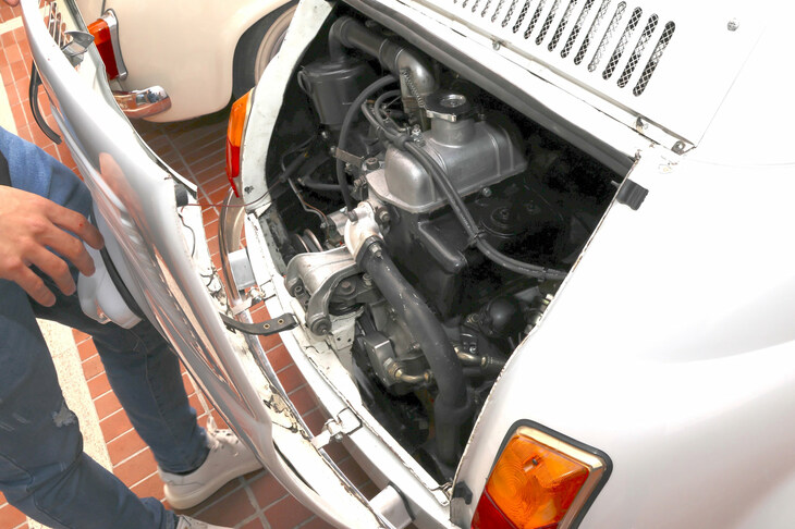 排気量はオリジナルの499ccから650ccに拡大されている。ラファエッレ君によると、アウトストラーダの速度上限でもある130km/hまで出るのは確認したとのこと。