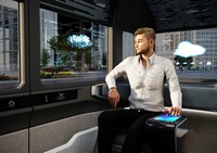 カプセルの室内の様子。ウィンドウにはさまざまな情報が投影される。