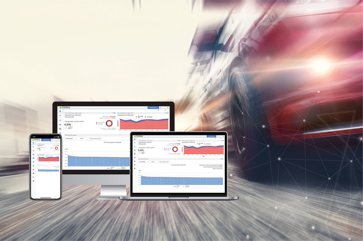 タルガ・テレマティクスのウェブサイトから。百五十数台にもおよぶ車両の、一日あたりのコスト管理を表示した画面。