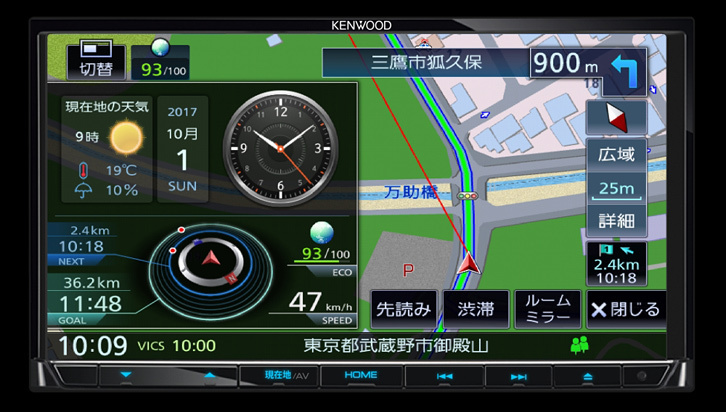 ごく標準的な2DIN仕様の「MDV-M705」。さまざまな情報を表示するINFOウィンドウは「MDV-M805L」の画面のように音楽情報も含めた全画面表示もできるようになった。