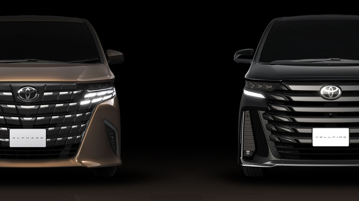 「アルファード」（写真左）と「ヴェルファイア」（同右）のフロントグリル。