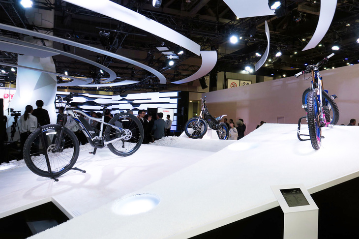 東京モーターショー2019におけるヤマハの出展ブースの様子。