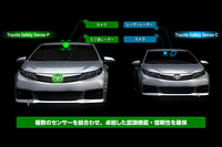 「Toyota Safety Sense」に用いられるセンサーの説明。
    