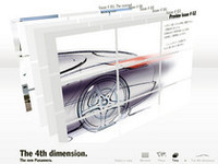 3Dの凝ったグラフィックが印象的な、パナメーラのスペシャルサイト『The 4th dimension』。