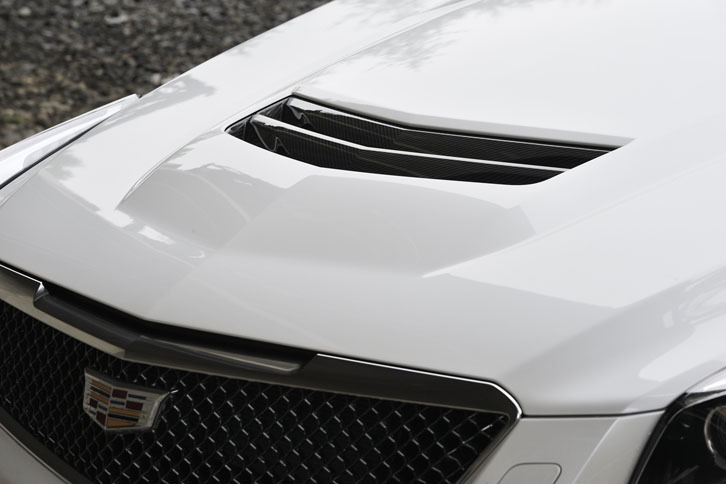 エンジンフードはカーボンファイバー製。中央部には標準型にはない排気ベントが設けられている。