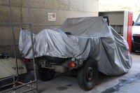 四駆をこよなく愛するニコロ氏にとって、スバルとは別のお宝である「ウィリス・ジープ」も、積載車でちゃんと連れてきてもらっていた。