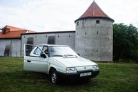 1987年「シュコダ・ファヴォリート」。前輪駆動方式に転換。デザインはベルトーネによる。