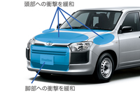 新デザインのフロントまわりは、衝突時の歩行者に対する被害軽減を考慮したものとなっている。
    