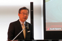 アウディ スポーツの歴史について紹介するアウディ ジャパンの斎藤 徹社長。