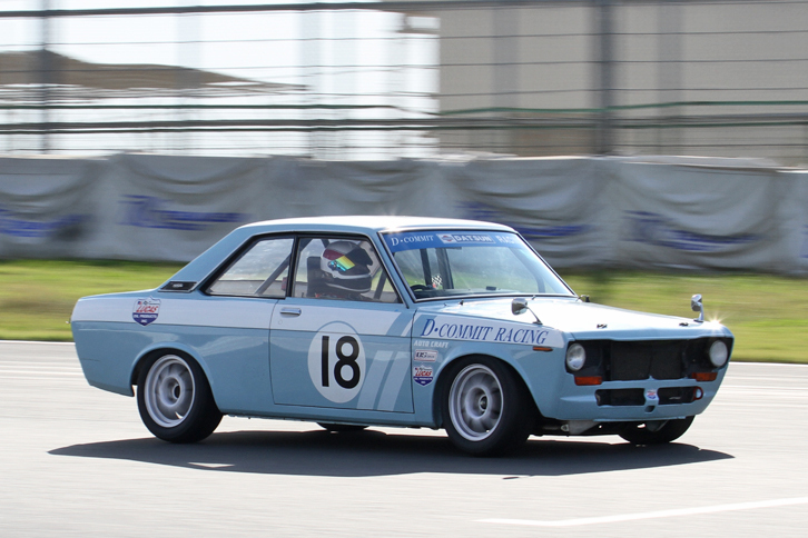 60分耐久レースで予選2位から総合優勝（S2クラス優勝）した1970年「ダットサン・ブルーバード1800SSSクーペ」。ベストラップは1分6秒459。