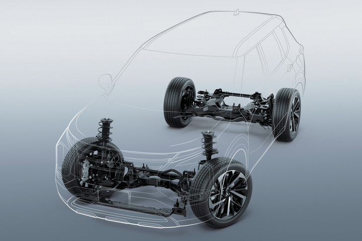 サスペンションには前後ともにアルミを多用することで軽量化と高剛性化を実現。またストローク量を増やしつつスタビライザー（新型は中空タイプに変更）の径を太くすることで、フラットかつしなやかな乗り味を追求している。