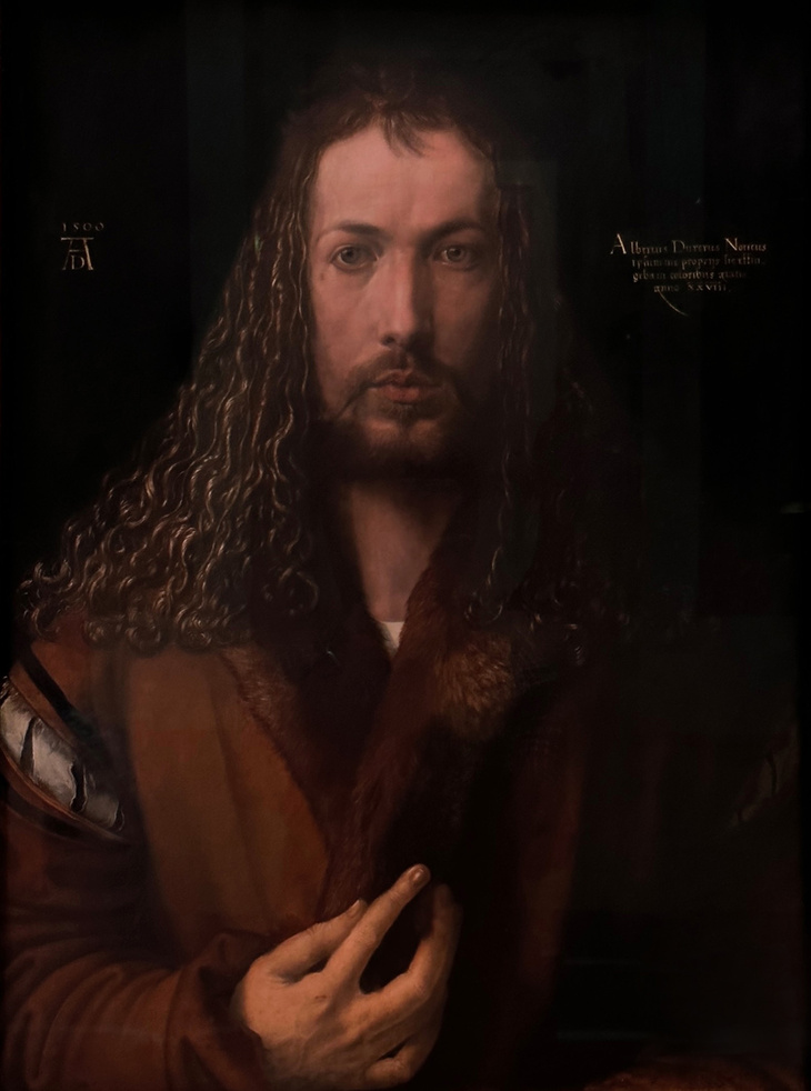 アルブレヒト・デューラー《自画像》 1500年。ミュンヘン・アルテ・ピナコテーク蔵。
