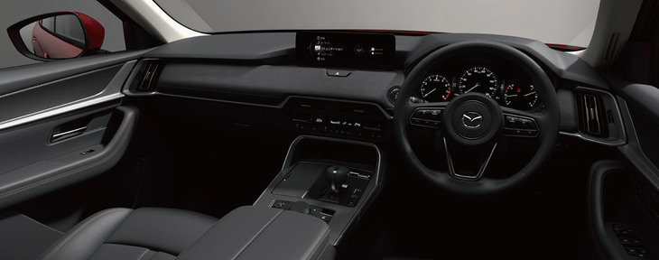 「25S Lパッケージ」のインテリア。ダッシュボードは合皮仕立てで、シート表皮はブラック、またはグレージュのレザー。