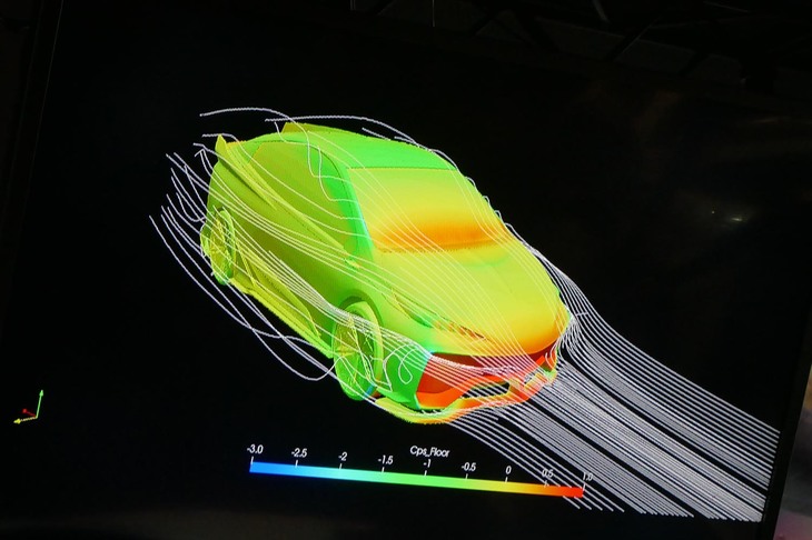 「アンビバレント“RD”プリウスPHVコンセプト」の空力特性を示すイメージ。今回のコンセプトモデルには、両ブランドの持てる技術が生かされた。