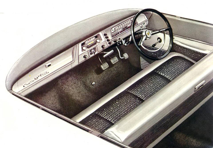 「1900」シリーズが加わった1960年9月のマイナーチェンジで室内も一新。インパネのデザインは誕生以来初めて全面変更された。