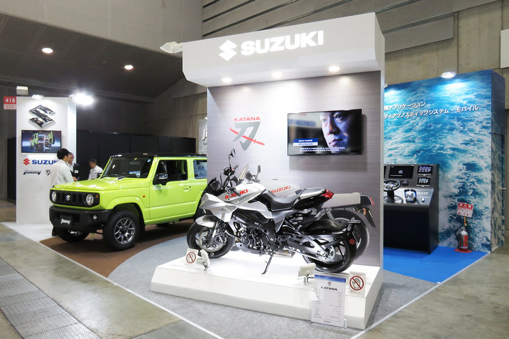 「人とくるまのテクノロジー展2019 横浜」のスズキの出展ブース。