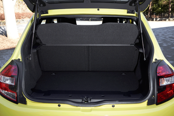 荷室の仕様は「インテンス」と同じ。後席はもちろん、助手席にも可倒機構が備わっている。（写真をクリックすると、シートの倒れる様子が見られます）