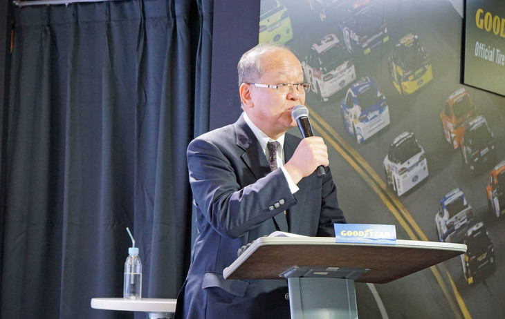 日本グッドイヤーの金原雄次郎社長は、同社が2018年も堅調な伸びを見せたことを説明した。