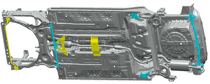 ボディーにはモデルごとに異なるボディー補強が施される。