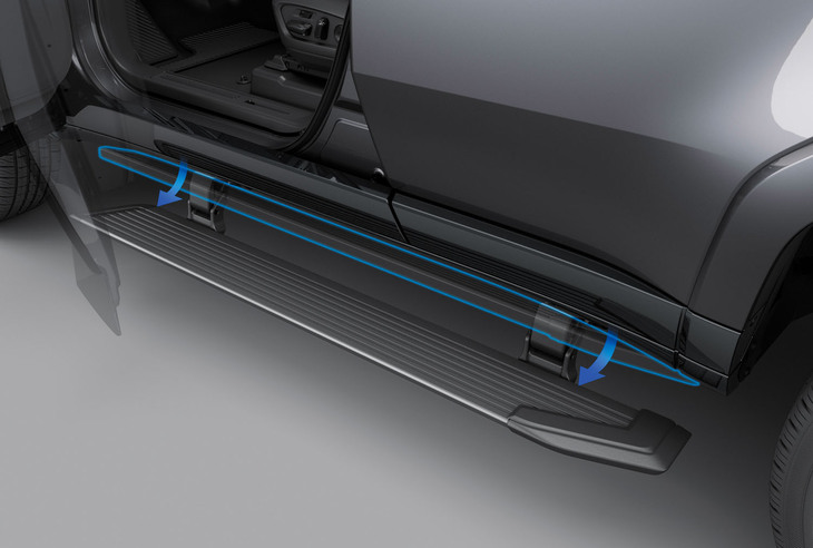 「GX550“バージョンL”」には「オート電動格納式ステップ」も備わる。