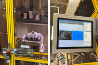 シール材の塗布の状態を画像判定する様子。こうしたデータはクラウドに蓄積され、品質の管理だけでなく、日々の改善や将来的な技術革新に役立てられる。