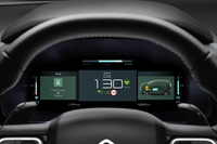 インストゥルメントパネルには、電気による駆動やエンジンの稼働、エネルギー回生システムの作動状況などが表示されるモードが備わる。