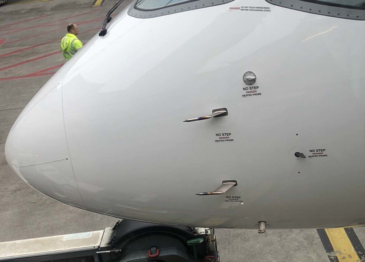 たしかに飛行機の機体には、さまざまな警告やインストラクションが記されている。