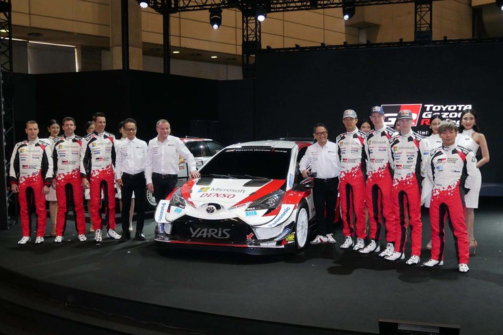 WRCの体制発表会に臨んだ、TOYOTA GAZOO Racingのチーム監督と選手。