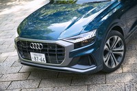 フロントまわりは八角形の太いシングルフレームグリルが特徴。ヘッドランプウオッシャーをグリル内に設けるなど、クリーンな意匠に対するこだわりが見られる。