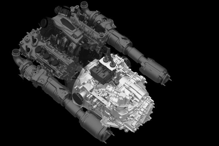 トランスミッションは9段デュアルクラッチ式ATのみ。「レジェンド」のそれとは異なり、モーターはトランスミッション側ではなく、クランクシャフトに直結する形でエンジン側に搭載されている。