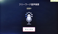 フリーワード音声検索で検索中の画面がこれ。通信利用のため結果表示まで多少の時間はかかるが、探したい場所を見つけやすい。