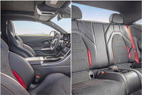 AMGが手がけたインテリアは、スポーティーでエモーショナル。今回試乗した車両の運転席には、2559ユーロ（約43万円）の「パフォーマンスシート」が備わっていた。