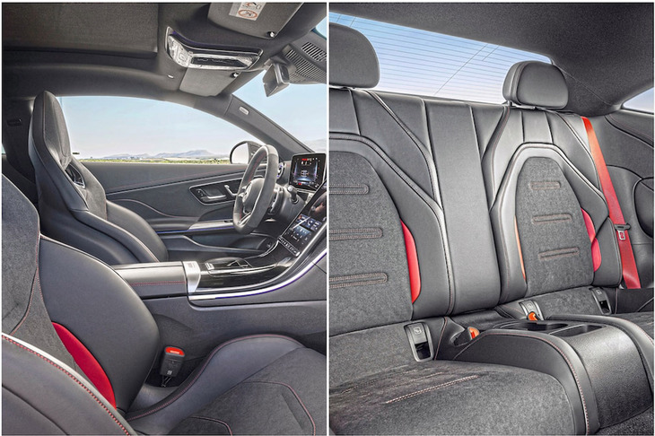 AMGが手がけたインテリアは、スポーティーでエモーショナル。今回試乗した車両の運転席には、2559ユーロ（約43万円）の「パフォーマンスシート」が備わっていた。