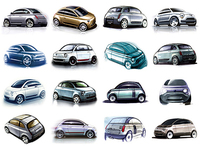 新型500のスケッチの数々。