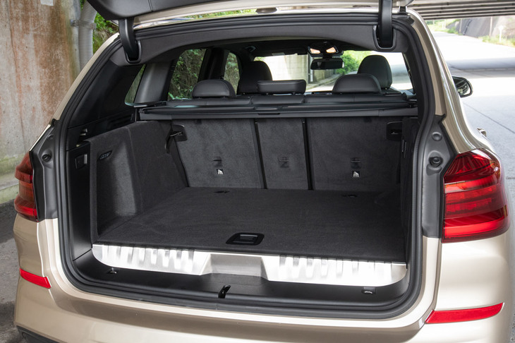 テールゲート開口部と床面との段差に注目。走行用バッテリーを搭載する都合で荷室は100リッター小さくなっているが、それでも450リッターの容量が確保されている。