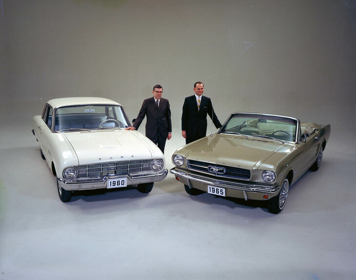 1964年に誕生した初代「マスタング」は「ファルコン」をベースに生まれた。