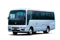 マイクロバスの「シビリアン」。同車や小型トラックの「アトラス」は、日産車体のグループ会社であるオートワークス京都が生産している。