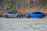 ボディーの長さは「プリウス」が4600mmで「シビック」が4550mm。以外にも車高はシビックのほうがちょっとだけ低い。