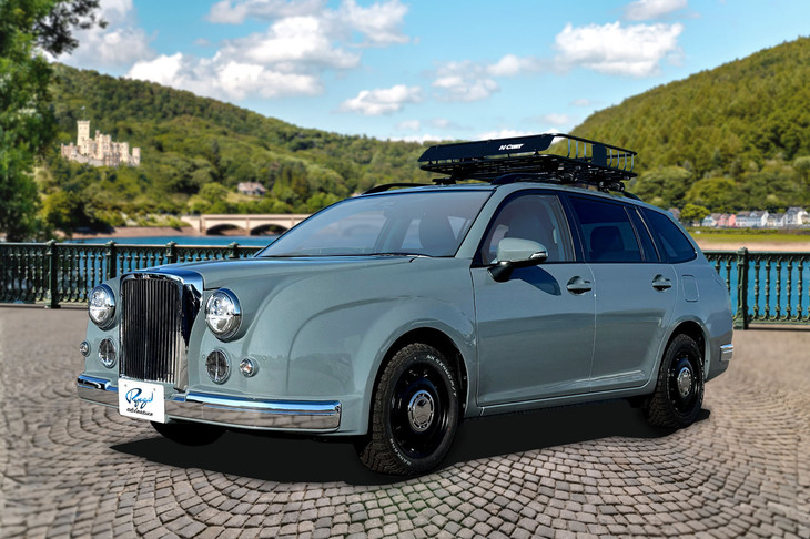 「ミツオカ・リューギ ワゴン アドベンチャー」。ボディーカラーは深い渓谷を思わせる静かな色合いの「SESERAGI BLUE（セセラギブルー）」。