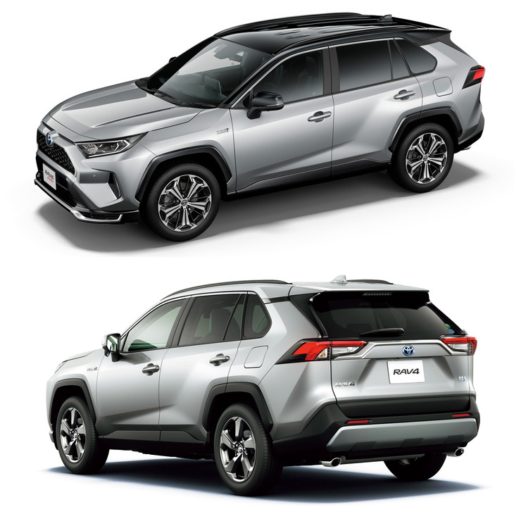 5代目「RAV4」の立体構成はかなりわかりやすいもので、ワイドなフロントバンパーから後ろへいくにつれて絞り込まれる前側の立体を、リアフェンダーやドア底部、テールゲートまわりからなる後ろ側の立体が、リアドアやリアクオーターまわりで受け止めるかたちとなっていた。
