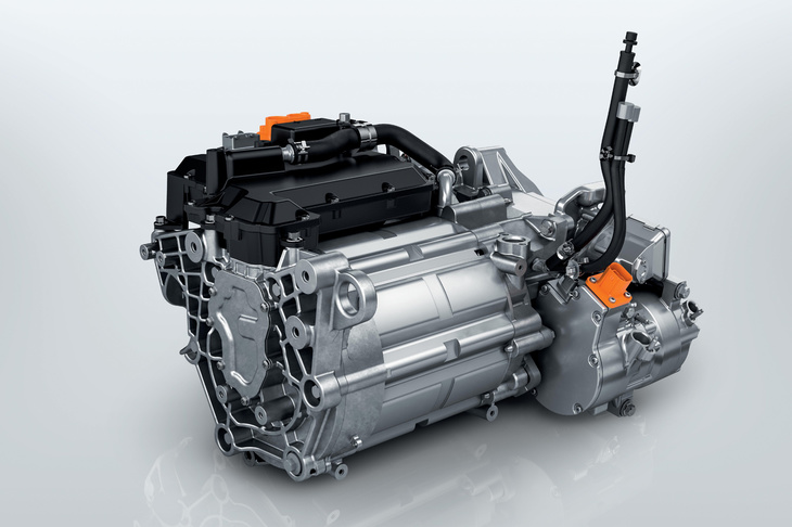 「SUV e-2008」のモーター。選択された走行モードによってアウトプットが変化する。