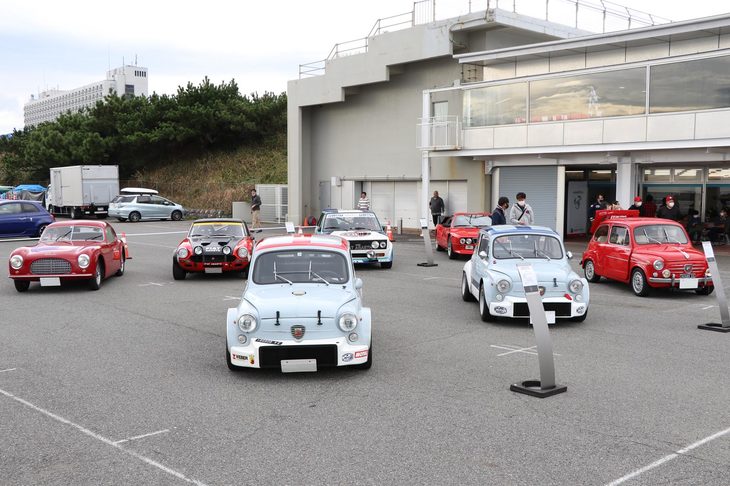 貴重なクラシック・アバルトのみが展示される「アバルトミュージアム」。今回は、室内には“レーシングアバルト”、屋外には公道やラリーで活躍したモデルを展示していた。