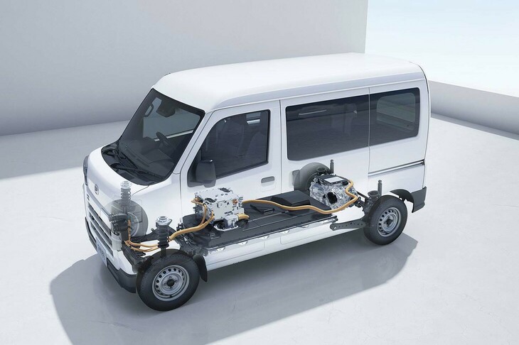 ダイハツ初の量産型BEVとなる「e-ハイゼット カーゴ」（写真）には、ダイハツとスズキ、トヨタの3社共同開発となるBEVシステム「e-SMART ELECTRIC（イースマートエレクトリック）」が採用されている。