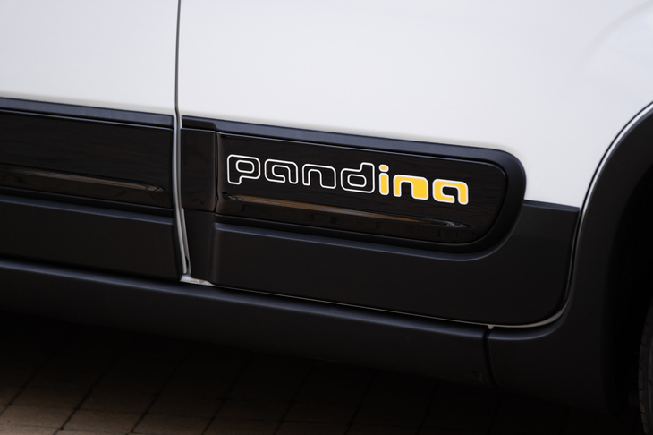 「Pandina」と車名が書かれたサイドプロテクションモール。