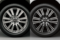 大径の22インチホイールは「LX600“エグゼクティブ”」（左）に標準装備されるほか、「LX600」（右）にもオプションで用意される。ただ、写真のとおりカラーリングは変わってしまうが……。